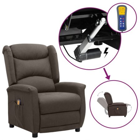 Bild på vidaXL Massagefåtölj med uppresningshjälp brun tyg