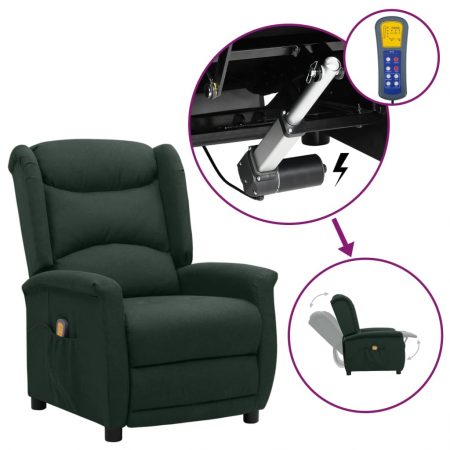 Bild på vidaXL Massagefåtölj med uppresningshjälp mörkgrön tyg