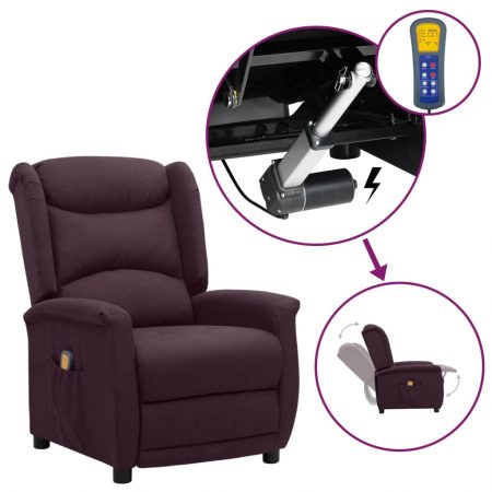 Bild på vidaXL Massagefåtölj med uppresningshjälp lila tyg