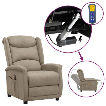 Bild på vidaXL Massagefåtölj med uppresningshjälp ljusgrå mikrofibertyg