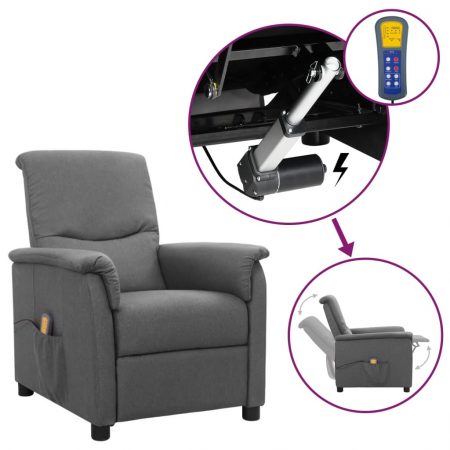 Bild på vidaXL Massagefåtölj med uppresningshjälp ljusgrå tyg