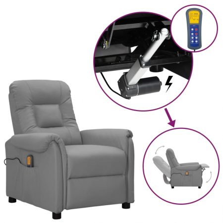 Bild på vidaXL Massagefåtölj med uppresningshjälp grå konstläder