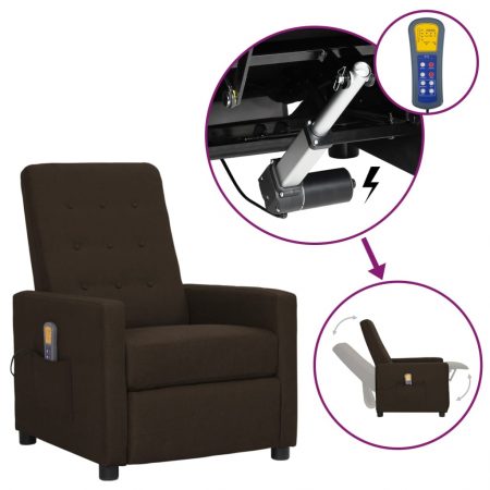 Bild på vidaXL Massagefåtölj med uppresningshjälp mörkbrun tyg