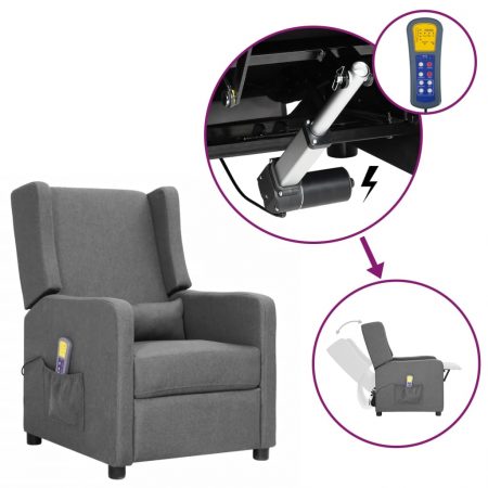 Bild på vidaXL Massagefåtölj med uppresningshjälp ljusgrå tyg