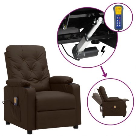 Bild på vidaXL Massagefåtölj med uppresningshjälp brun konstläder