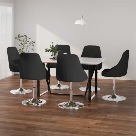 Bild på vidaXL Snurrbara matstolar 6 st svart tyg