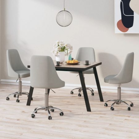 Bild på vidaXL Snurrbara matstolar 4 st ljusgrå tyg
