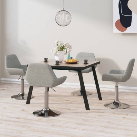 Bild på vidaXL Snurrbara matstolar 4 st ljusgrå tyg