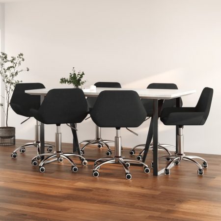 Bild på vidaXL Snurrbara matstolar 6 st svart tyg