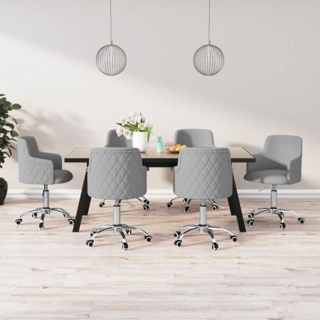 Bild på vidaXL Snurrbara matstolar 6 st ljusgrå tyg