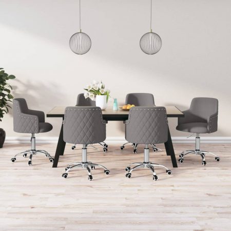 Bild på vidaXL Snurrbara matstolar 6 st mörkgrå tyg