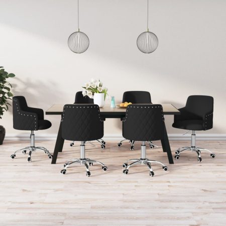 Bild på vidaXL Snurrbara matstolar 6 st svart tyg