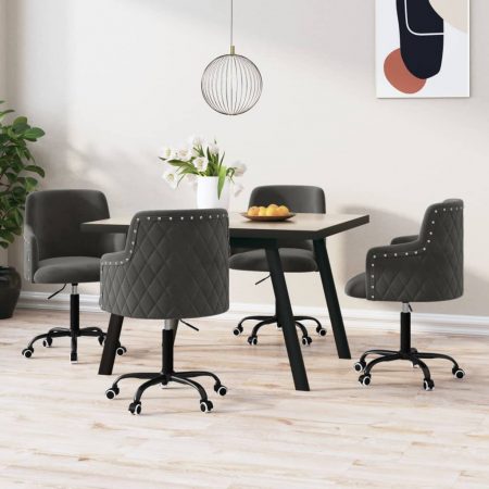 Bild på vidaXL Snurrbara matstolar 4 st mörkgrå sammet