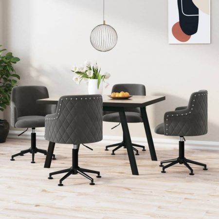 Bild på vidaXL Snurrbara matstolar 4 st mörkgrå sammet