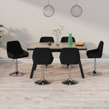 Bild på vidaXL Snurrbara matstolar 6 st svart tyg