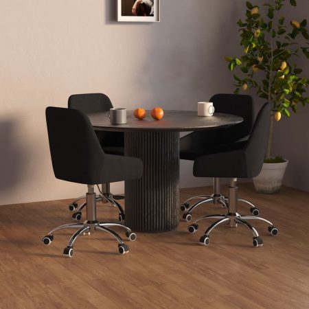 Bild på vidaXL Snurrbara matstolar 4 st svart tyg