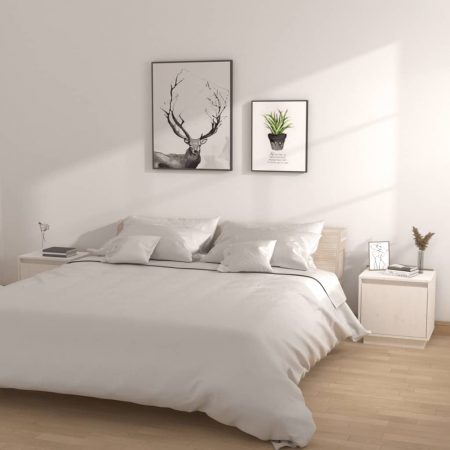 Bild på vidaXL Sängbord 2 st vit 40x30x40 cm massiv furu