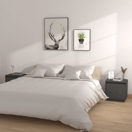 Bild på vidaXL Sängbord 2 st grå 40x30x40 cm massiv furu
