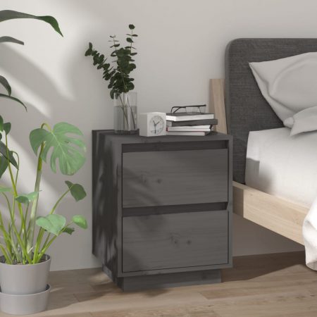 Bild på vidaXL Sängbord grå 40x35x50 cm massiv furu