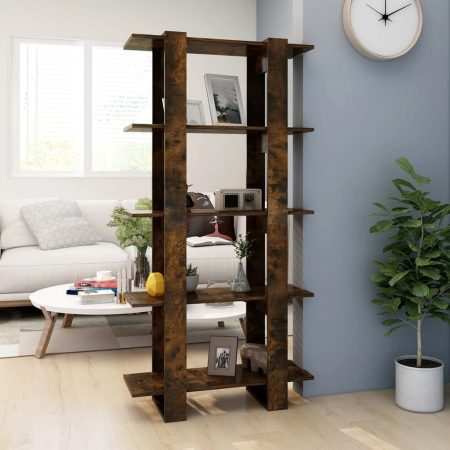 Bild på vidaXL Bokhylla/Rumsavdelare rökfärgad ek 80x30x160 cm spånskiva