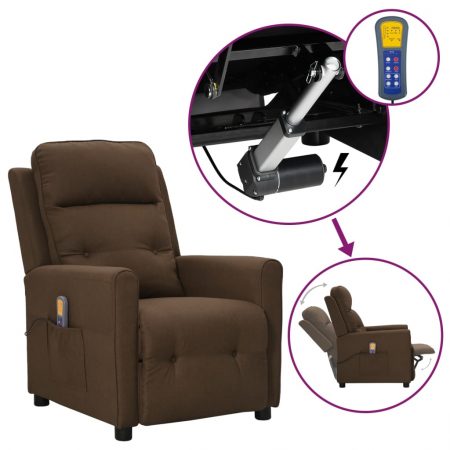 Bild på vidaXL Massagefåtölj med uppresningshjälp brun tyg