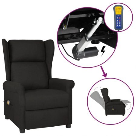 Bild på vidaXL Öronlappsfåtölj med massage svart tyg