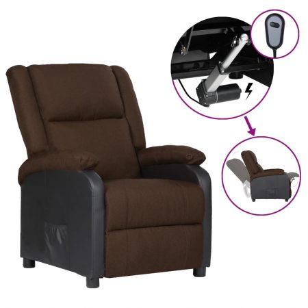 Bild på vidaXL Elektrisk reclinerfåtölj mörkbrun konstläder och tyg