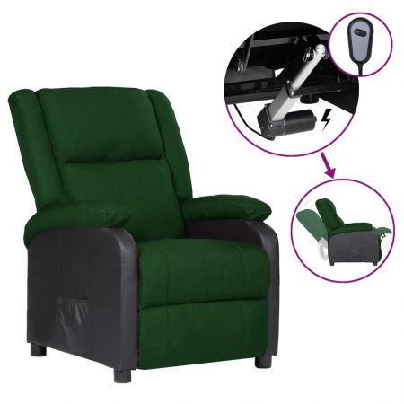 Bild på vidaXL Elektrisk reclinerfåtölj mörkgrön konstläder och tyg
