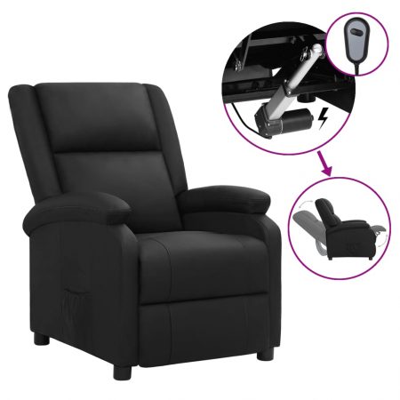 Bild på vidaXL Elektrisk reclinerfåtölj svart äkta läder