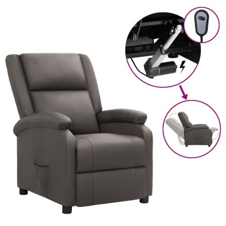 Bild på vidaXL Elektrisk reclinerfåtölj grå äkta läder