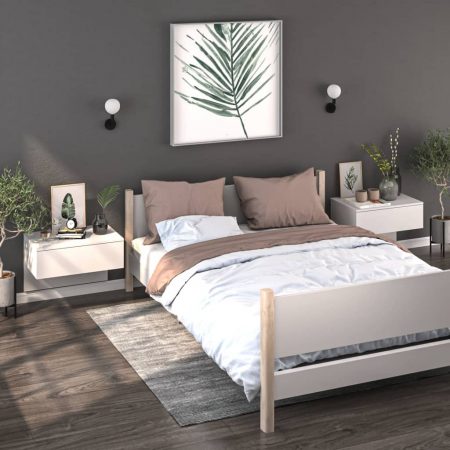 Bild på vidaXL Sängbord väggmonterade 2 st vit konstruerat trä