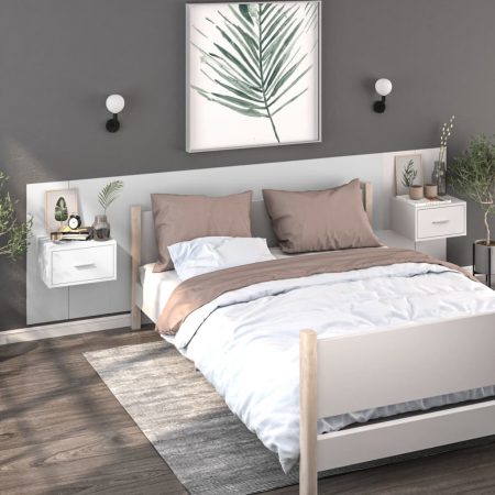 Bild på vidaXL Sängbord väggmonterade 2 st vit konstruerat trä