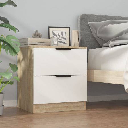 Bild på vidaXL Sängbord vit och sonoma-ek konstruerat trä