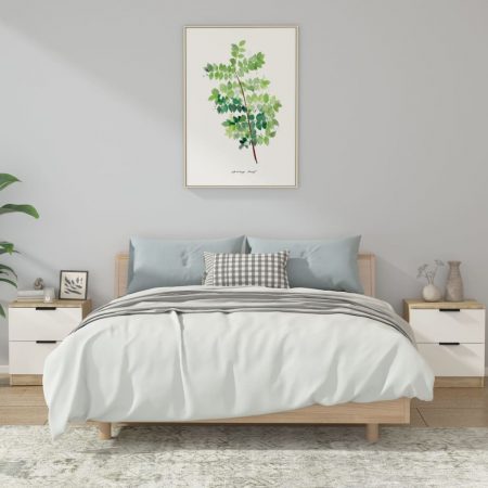 Bild på vidaXL Sängbord 2 st vit och sonoma-ek konstruerat trä
