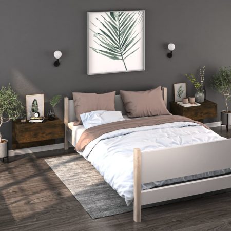 Bild på vidaXL Sängbord väggmonterade 2 st rökfärgad ek konstruerat trä