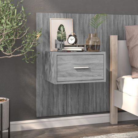Bild på vidaXL Sängbord väggmonterat grå sonoma konstruerat trä