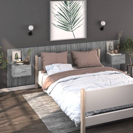Bild på vidaXL Sängbord väggmonterade 2 st grå sonoma konstruerat trä