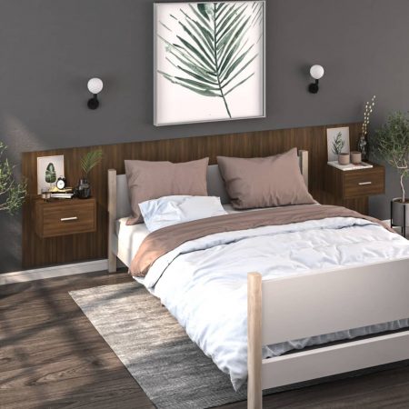 Bild på vidaXL Sängbord väggmonterade 2 st brun ek konstruerat trä