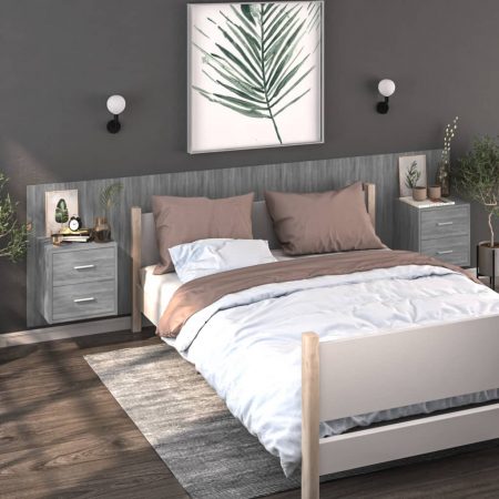 Bild på vidaXL Sängbord väggmonterade 2 st grå sonoma konstruerat trä