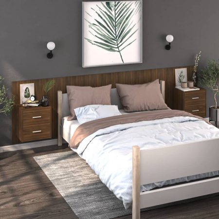 Bild på vidaXL Sängbord väggmonterade 2 st brun ek konstruerat trä