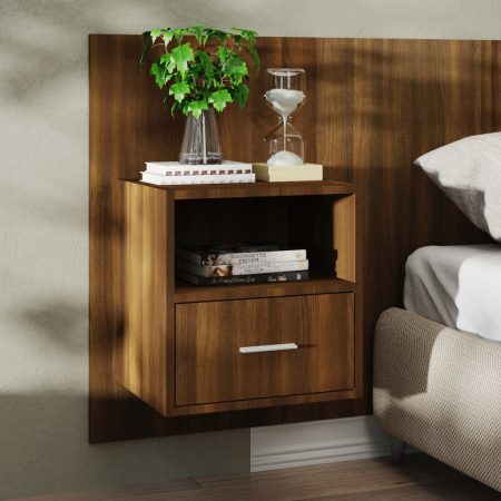 Bild på vidaXL Sängbord väggmonterat brun ek konstruerat trä