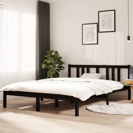 Bild på vidaXL Sängram svart massivt trä 140x200 cm