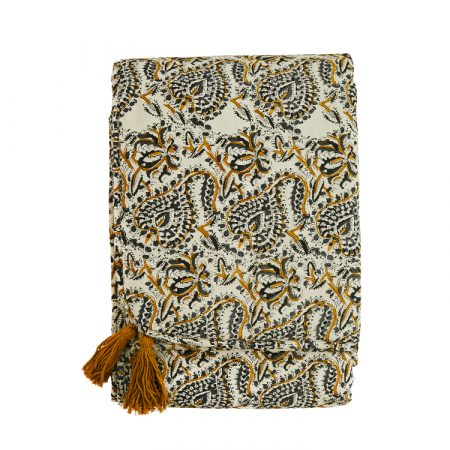 Bild på TASSEL Pläd 140x200 Beige/Senap från Madam Stoltz