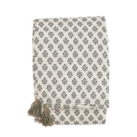 Bild på TASSEL Pläd 140x200 Offwhite/Khaki från Madam Stoltz