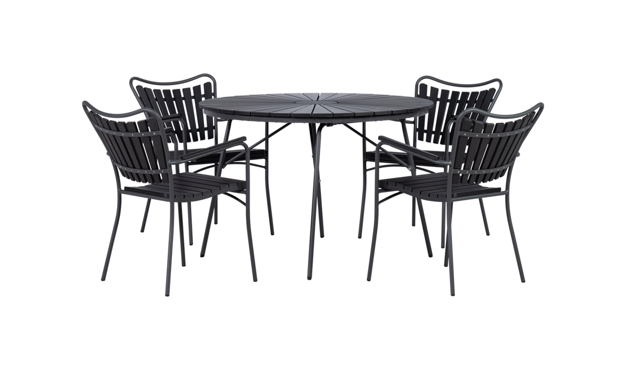 1186169-1186154-4 Bild på ELLEN Matgrupp 110+4 Stolar Svart från Cinas