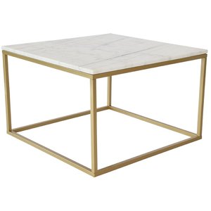 Accent soffbord 75 - Vit marmor / Mässingsfärgat underrede + Furniture Polish - Soffbord i marmor