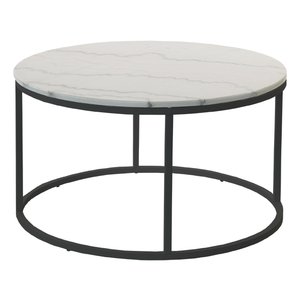 Accent soffbord rund 85 - Vit marmor / svart underrede - Soffbord i marmor
