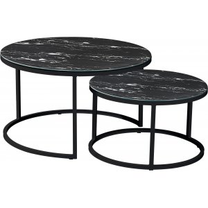 Albany soffbord - Glas mörk marmorimitation - Glasbord