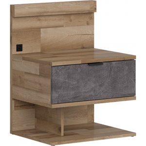 Arica sängbord höger - Ek/grå - Sängbord -Sovrumsmöbler - Sängbord