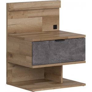 Arica sängbord vänster - Ek/grå - Sängbord -Sovrumsmöbler - Sängbord